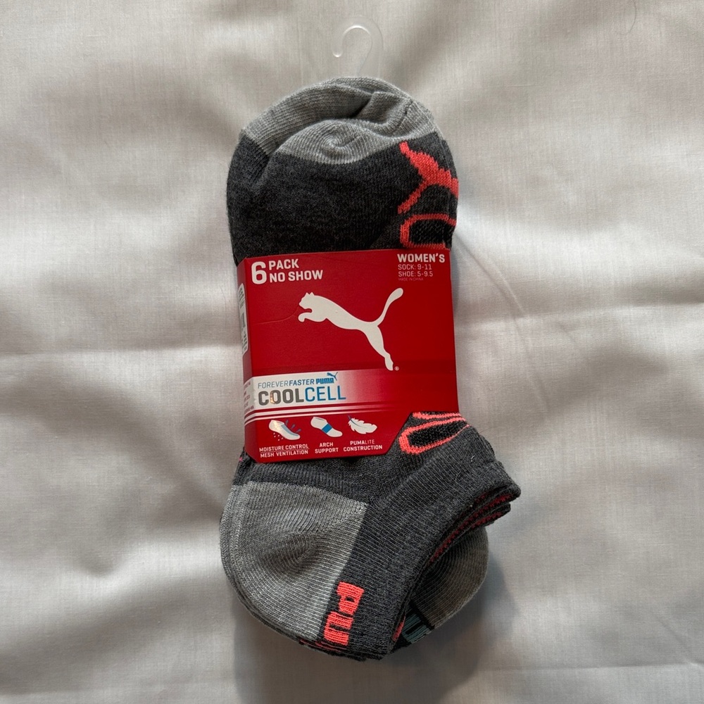 Puma Women’s Gray No Show Socks - 6 Pack

Size 9-11